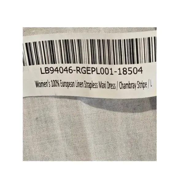 Quince 100% European Linen Strapless Maxi Dress L Blue Stripe Coastal Hamptons - Picture 10 of 10